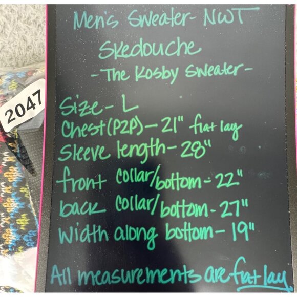 Skedouche The Kosby Mens L Colorful Preppy 90s V-Neck Striped Sweater Wool Blend - Picture 10 of 11